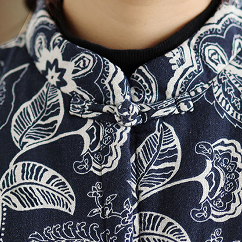 Kamizelka damska bez rękawów z bawełny z motywem roślinnym i żabą , z kieszeniami - image 6