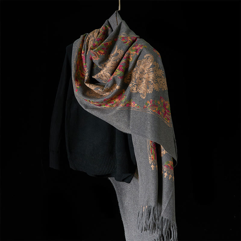 Buddha Stones Zima Kolorowe Winorośle Kwiaty Wzór Chwost Przytulny Szalik Szal - image 2