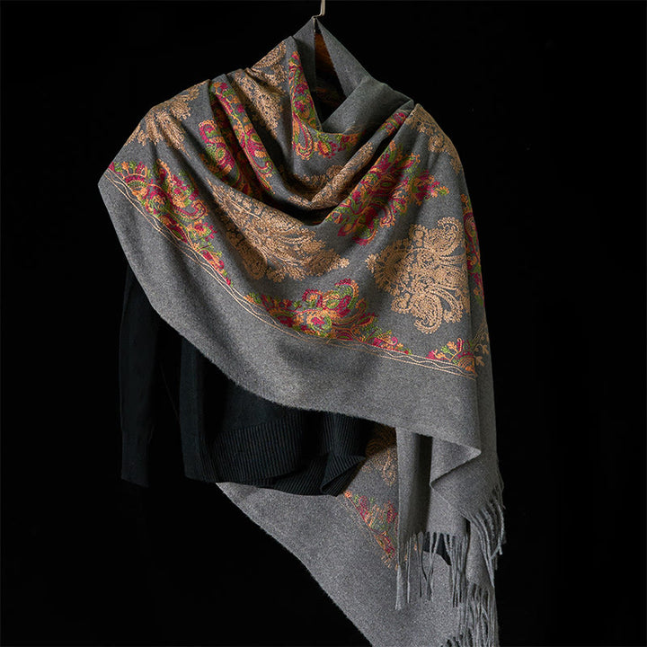 Buddha Stones Zima Kolorowe Winorośle Kwiaty Wzór Chwost Przytulny Szalik Szal - image 1