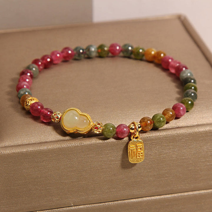 Bransoletka z kolorowym turmalinem i Buddha Stones , z pozytywnym charakterem Fu - image 1