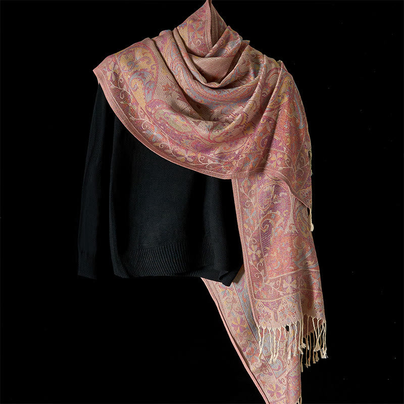 Buddha Stones, wiosenne kwiaty nerkowca, wzór, miękki szalik z frędzlami - image 1