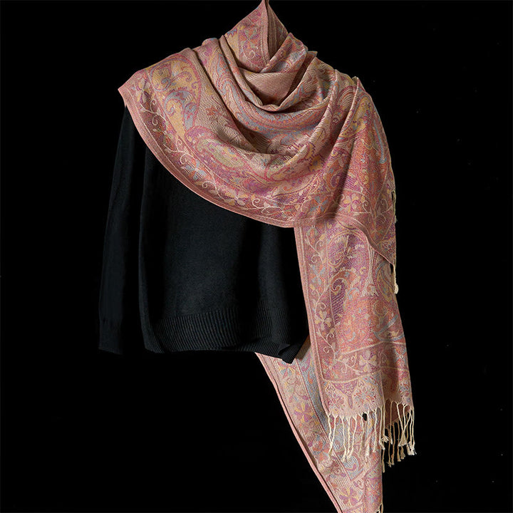 Buddha Stones, wiosenne kwiaty nerkowca, wzór, miękki szalik z frędzlami - image 1