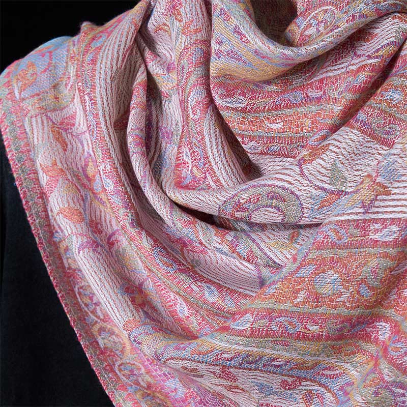 Buddha Stones, wiosenne kwiaty nerkowca, liście winorośli, geometryczny wzór, frędzle, miękki szalik - image 14