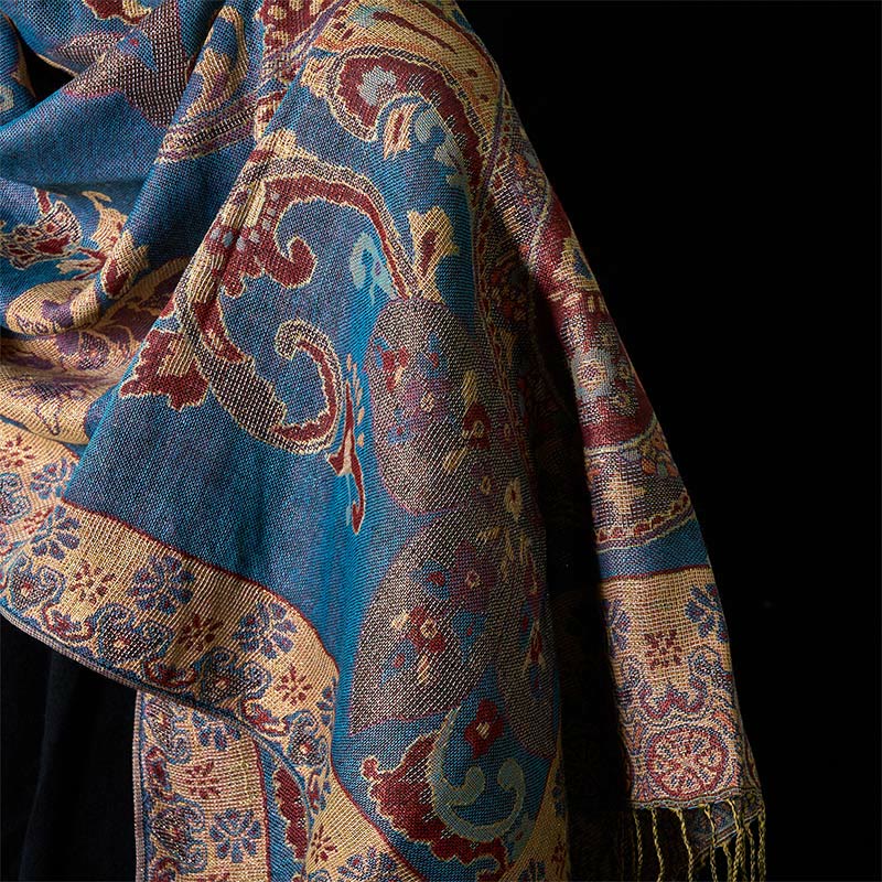 Buddha Stones Wiosenny Szal z Kwiatami Nerkowca Geometryczny Wzór Chwostowy - image 10