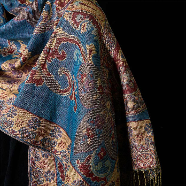 Buddha Stones Wiosenny Szal z Kwiatami Nerkowca Geometryczny Wzór Chwostowy - image 10