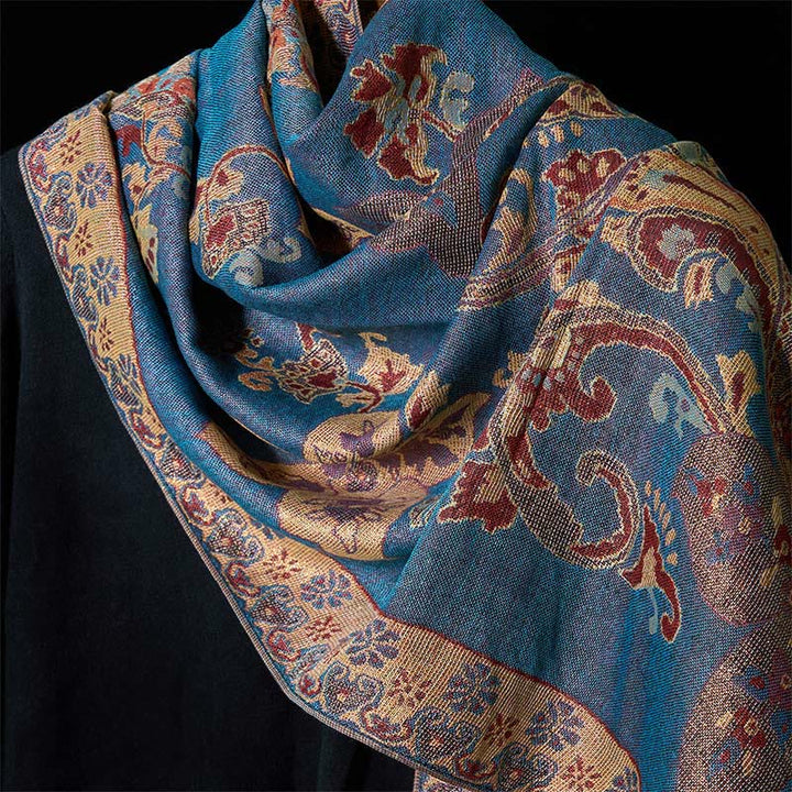 Buddha Stones Wiosenny Szal z Kwiatami Nerkowca Geometryczny Wzór Chwostowy - image 9