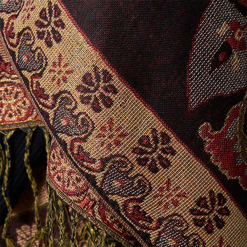 Buddha Stones, wiosenne kwiaty nerkowca, okrągły wzór geometryczny, frędzle, przytulny szalik - image 9