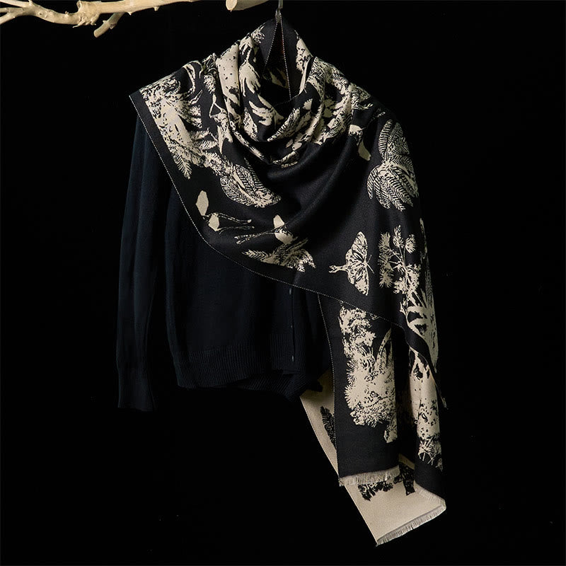 Buddha Stones Zimowy Kokosowy Wzór Zwierząt Chwost Przytulny Szalik Szal - image 7