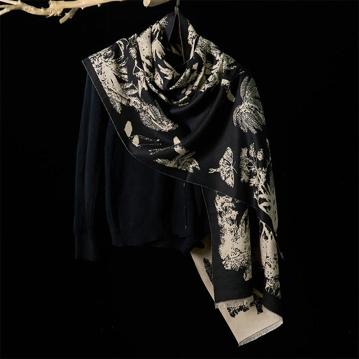 Buddha Stones Zimowy Kokosowy Wzór Zwierząt Chwost Przytulny Szalik Szal - image 7