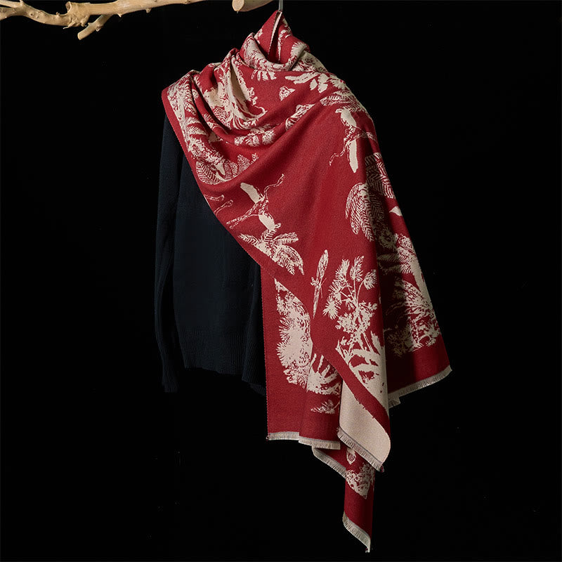 Buddha Stones Zimowy Kokosowy Wzór Zwierząt Chwost Przytulny Szalik Szal - image 14