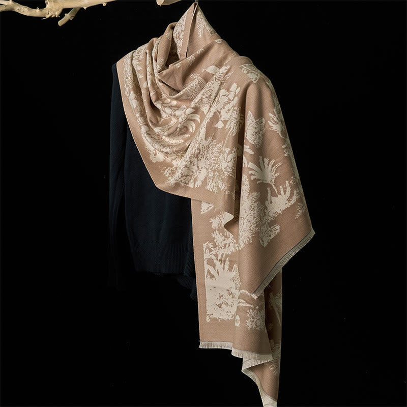 Buddha Stones Zimowy Kokosowy Wzór Zwierząt Chwost Przytulny Szalik Szal - image 2