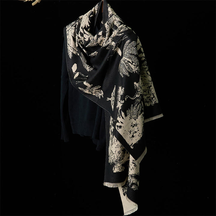 Buddha Stones Zimowy Kokosowy Wzór Zwierząt Chwost Przytulny Szalik Szal - image 8