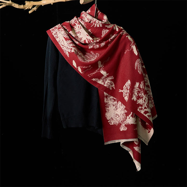 Buddha Stones Zimowy Kokosowy Wzór Zwierząt Chwost Przytulny Szalik Szal - image 13