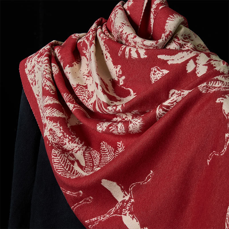 Buddha Stones Zimowy Kokosowy Wzór Zwierząt Chwost Przytulny Szalik Szal - image 15