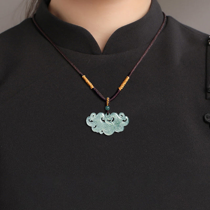 Naszyjnik z chińskiego jadeitu z Buddha Stones i wisiorkiem na sznurku - image 4