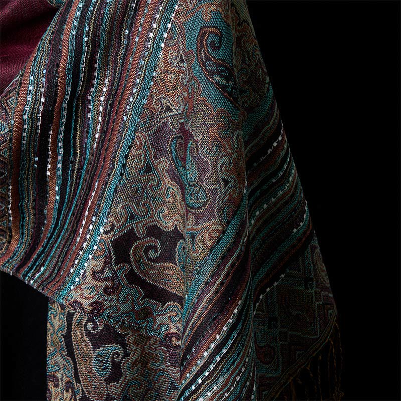 Buddha Stones Wiosenny Kwiat Nerkowca Paski Geometryczny Wzór Chwost Miękki Szal - image 10