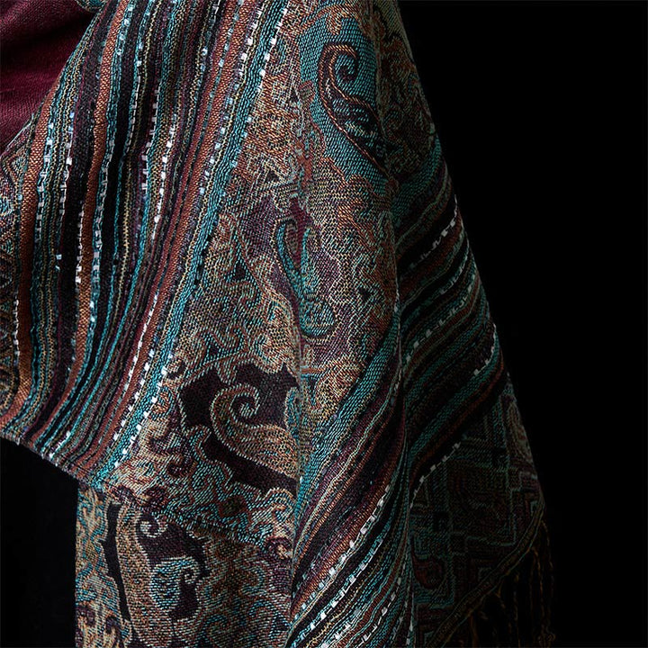 Buddha Stones Wiosenny Kwiat Nerkowca Paski Geometryczny Wzór Chwost Miękki Szal - image 10