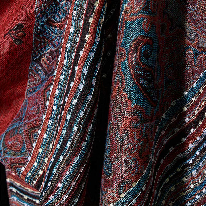 Buddha Stones Wiosenny Kwiat Nerkowca Paski Geometryczny Wzór Chwost Miękki Szal - image 5