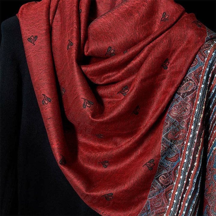 Buddha Stones Wiosenny Kwiat Nerkowca Paski Geometryczny Wzór Chwost Miękki Szal - image 3