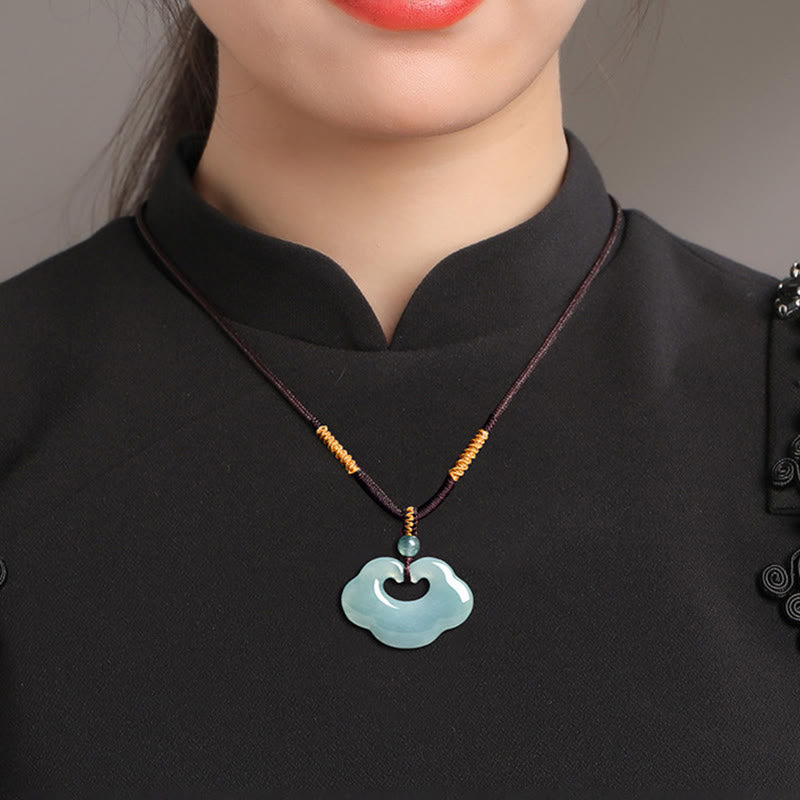 Buddha Stones, pomyślny naszyjnik z jadeitu Ruyi, sznurek, wisior - image 4