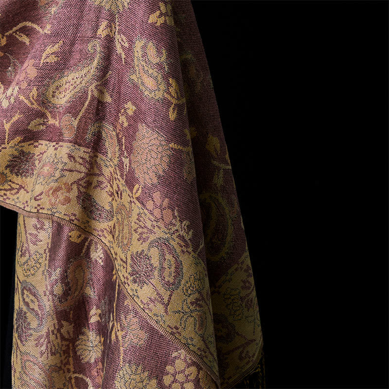 Buddha Stones Wiosna Jasnofioletowy Kwiat Nerkowca Wzór Miękki Szal z Chwostem - image 4