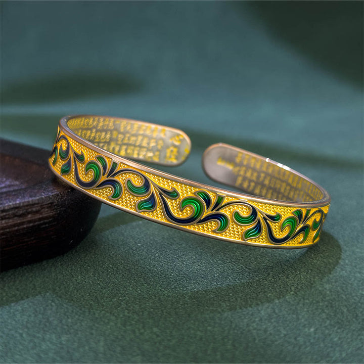 Buddha Stones, płatki winorośli, splatające gałęzie, miedziana równowaga, otwarta regulowana bransoletka - Złoty - image 1