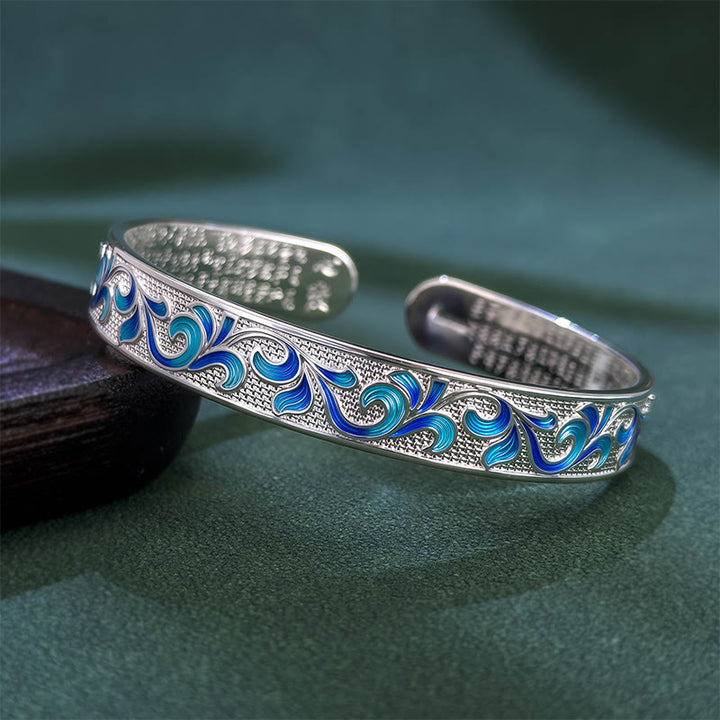 Buddha Stones, płatki winorośli, splatające gałęzie, miedziana równowaga, otwarta regulowana bransoletka - Srebrzysty - image 5