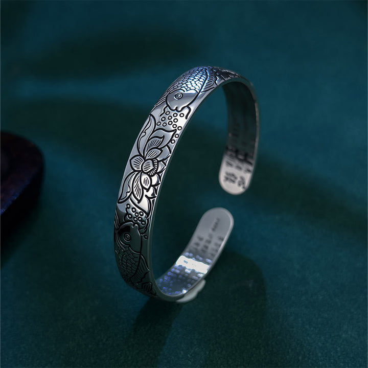 Buddha Stones, Sutra Serca, Ryba Koi, Lotos, Miedź, Bogactwo, Otwarta, Regulowana Bransoletka - image 1