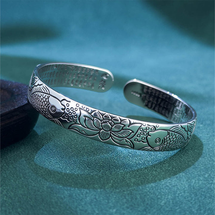 Buddha Stones, Sutra Serca, Ryba Koi, Lotos, Miedź, Bogactwo, Otwarta, Regulowana Bransoletka - Ryba Koi i Lotos - image 0