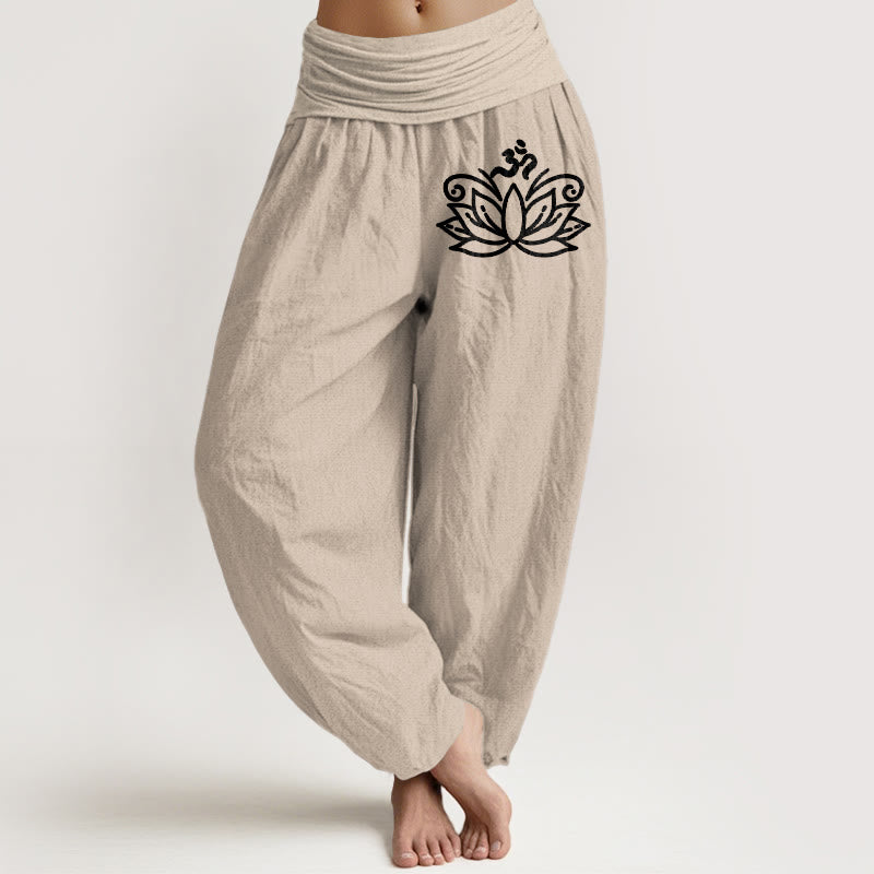 Damskie spodnie haremowe z elastycznej talii z czystej bawełny z motywem Buddha Stones - Dębnik - US22, UK/AU26, EU54 (6XL) - image 11