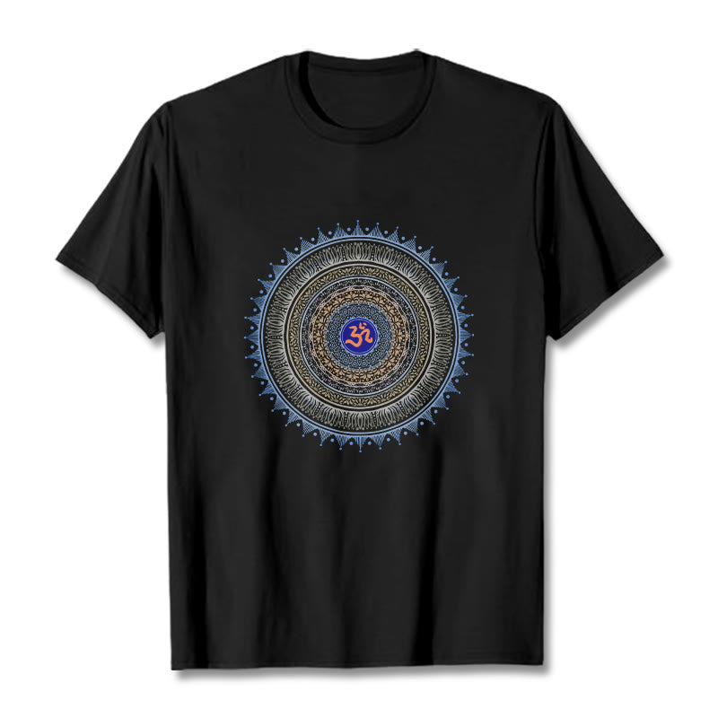 Koszulka z motywem mandali i kwiatów OM z Buddha Stones - Czarny - 2XL - image 0