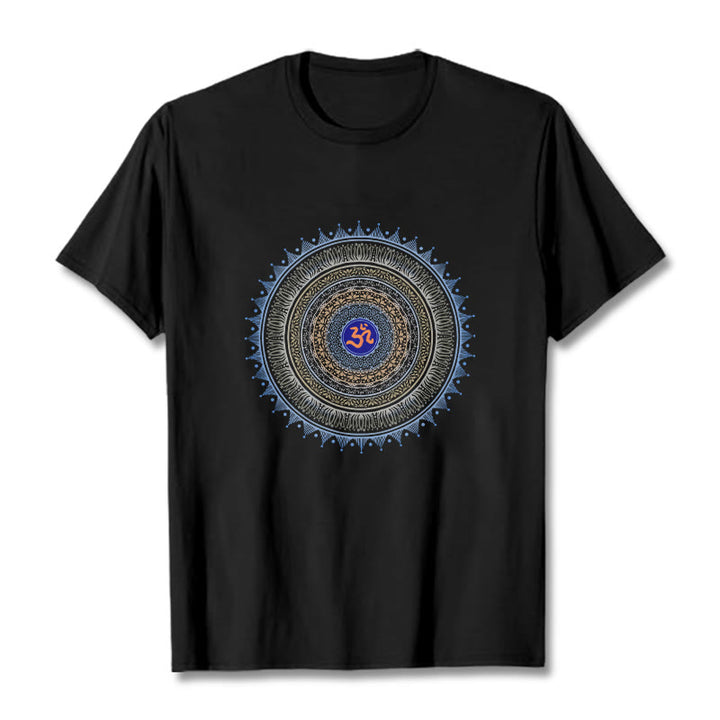 Koszulka z motywem mandali i kwiatów OM z Buddha Stones - Czarny - 2XL - image 0