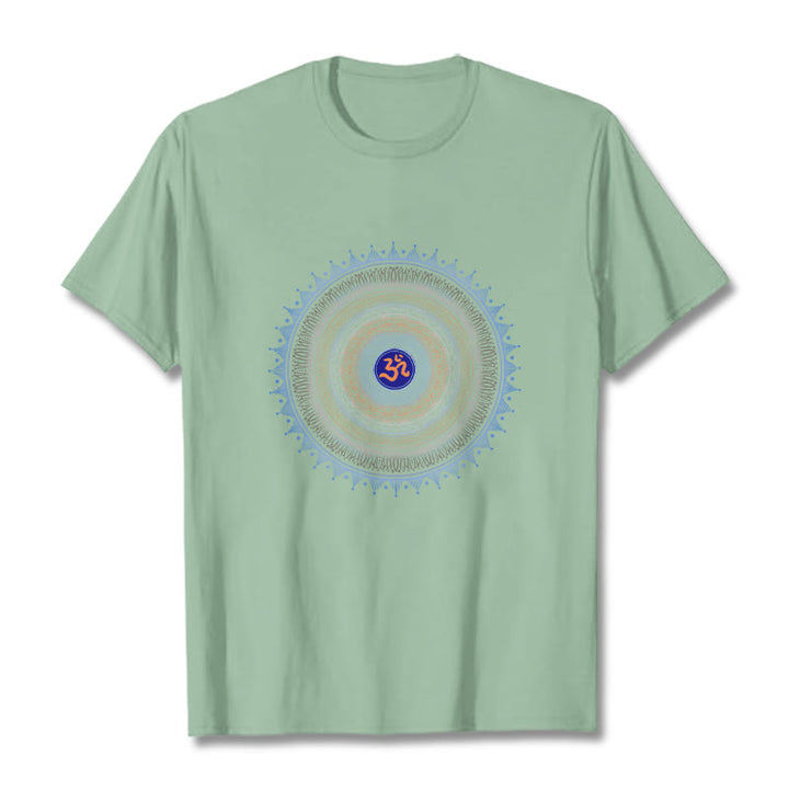 Koszulka z motywem mandali i kwiatów OM z Buddha Stones - PaleGreen - 2XL - image 14