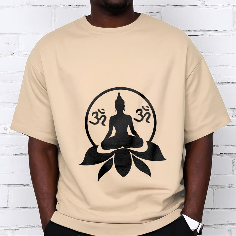 Koszulka z motywem OM i sanskryckimi mantrami z kamieniami Buddha Stones, siedzącym Buddą na kwiecie lotosu - For - 2XL - image 11
