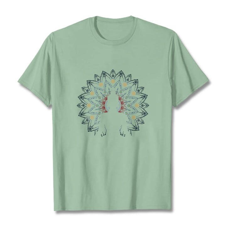 Koszulka z motywem siedzącego spokojnego Buddy z motywem kwiatów mandali z Buddha Stones Buddy - PaleGreen - 2XL - image 4