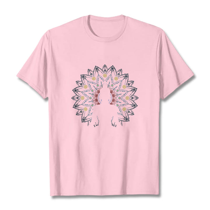 Koszulka z motywem siedzącego spokojnego Buddy z motywem kwiatów mandali z Buddha Stones Buddy - Jasnoróżowy - 2XL - image 14