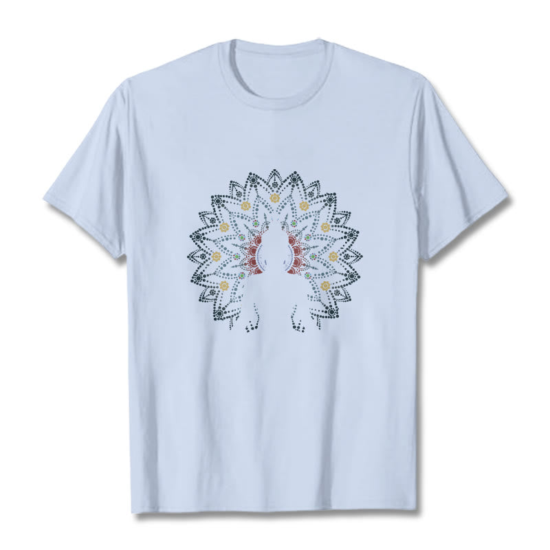 Koszulka z motywem siedzącego spokojnego Buddy z motywem kwiatów mandali z Buddha Stones Buddy - Jasnoniebieski - 2XL - image 18