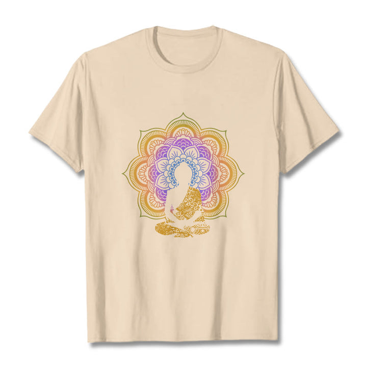 Koszulka z wielokolorowym wzorem mandali z motywem siedzącego Buddy z Buddha Stones - For - 2XL - image 10