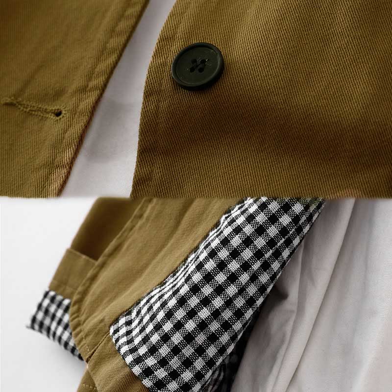 Kurtka damska Buddha Stones Commute z bawełny z kieszeniami i wzorem patchworkowym - image 2