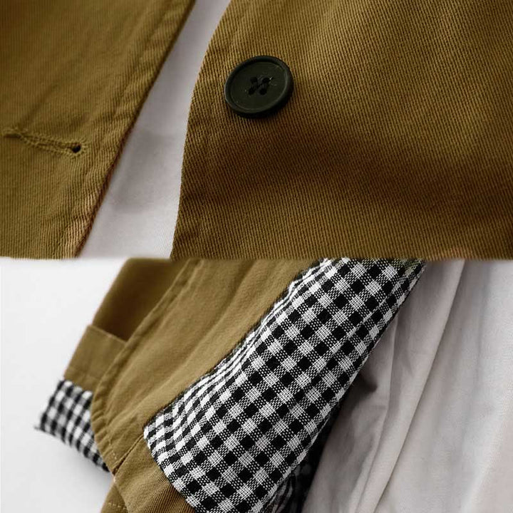 Kurtka damska Buddha Stones Commute z bawełny z kieszeniami i wzorem patchworkowym - image 2