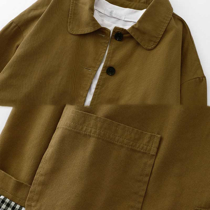 Kurtka damska Buddha Stones Commute z bawełny z kieszeniami i wzorem patchworkowym - image 1