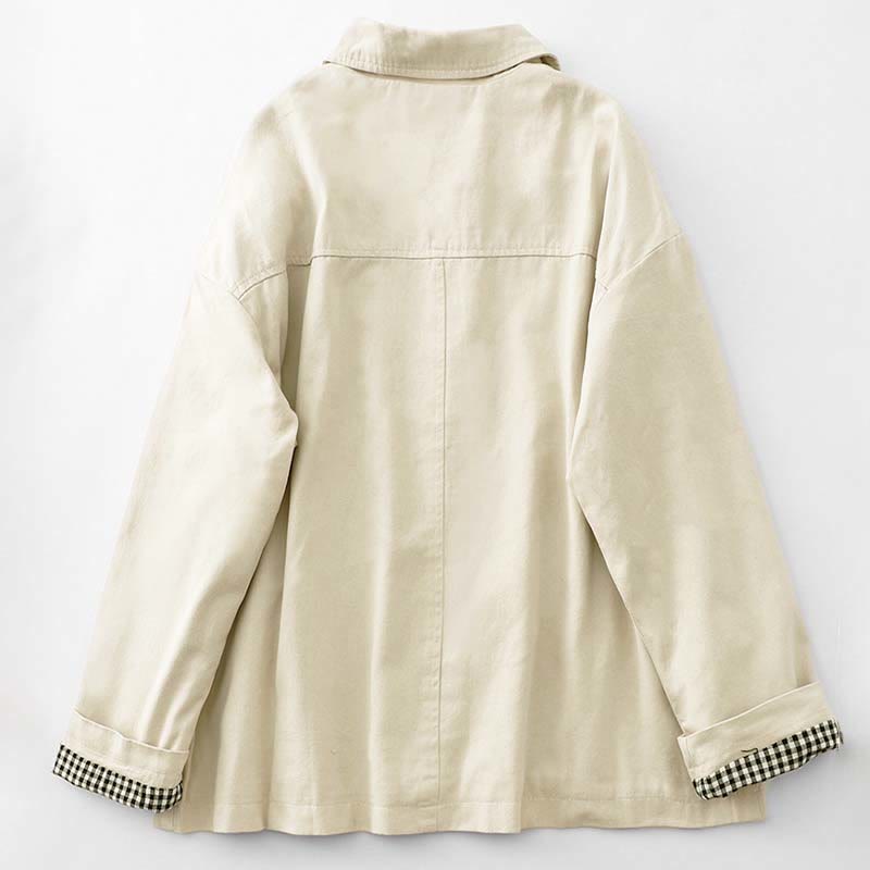 Kurtka damska Buddha Stones Commute z bawełny z kieszeniami i wzorem patchworkowym - image 7