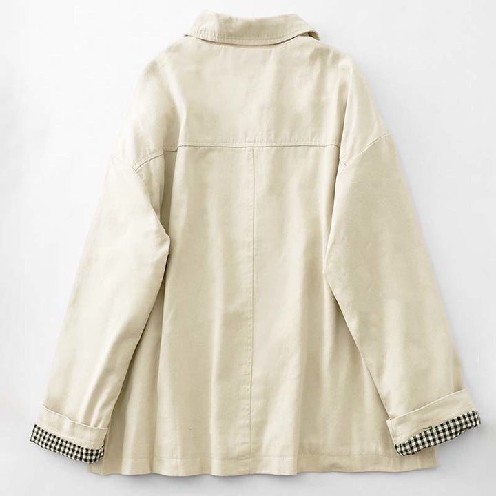 Kurtka damska Buddha Stones Commute z bawełny z kieszeniami i wzorem patchworkowym - image 7