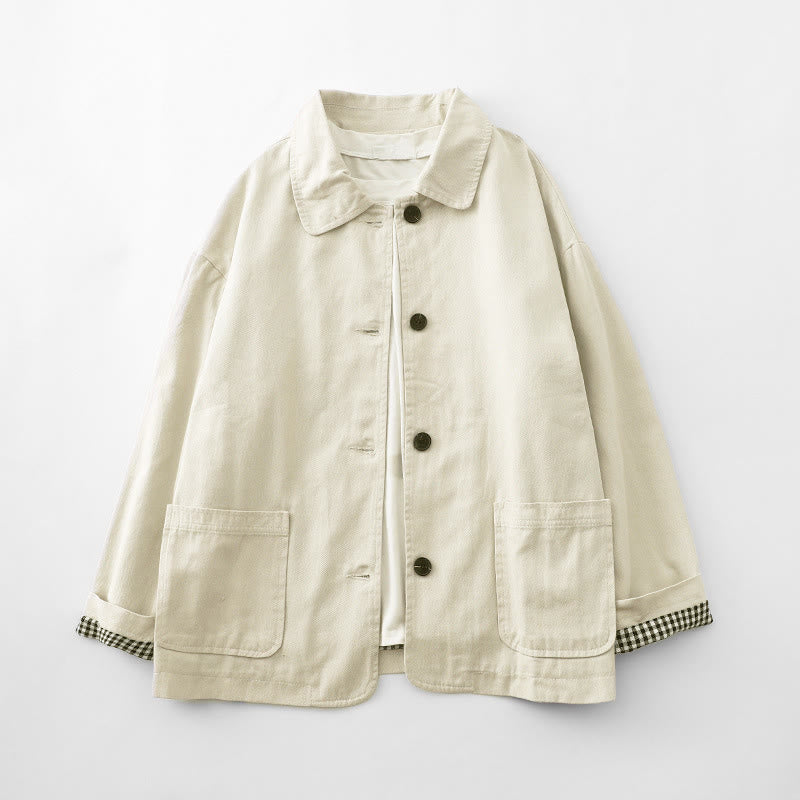 Kurtka damska Buddha Stones Commute z bawełny z kieszeniami i wzorem patchworkowym - Bielizna - US8-10，UK/AU12-14，EU40-42 (2XL) - image 6