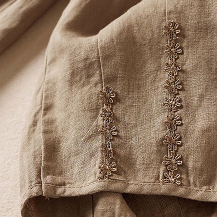 Letnie spodnie haremowe z haftem w kształcie małych kwiatów i kieszeniami z motywem Buddha Stones - image 4