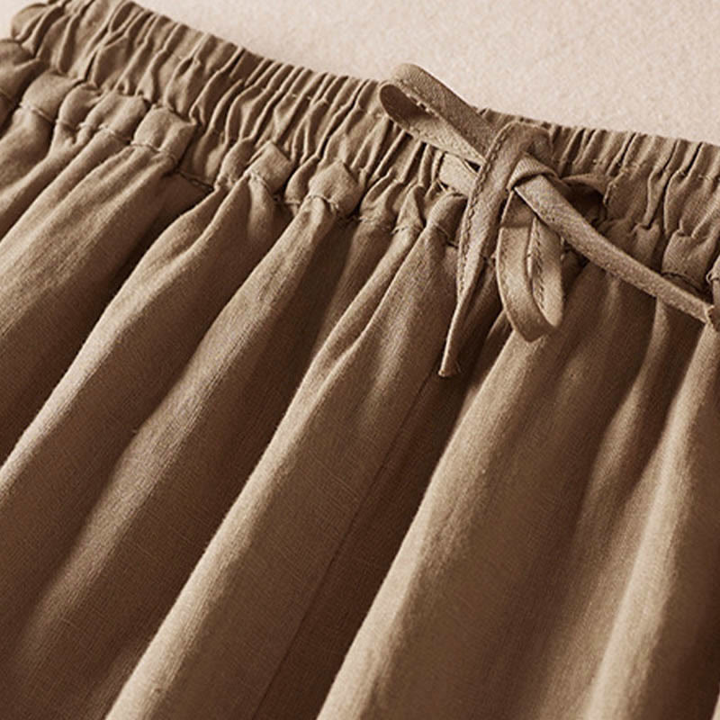 Letnie spodnie haremowe z haftem w kształcie małych kwiatów i kieszeniami z motywem Buddha Stones - image 5