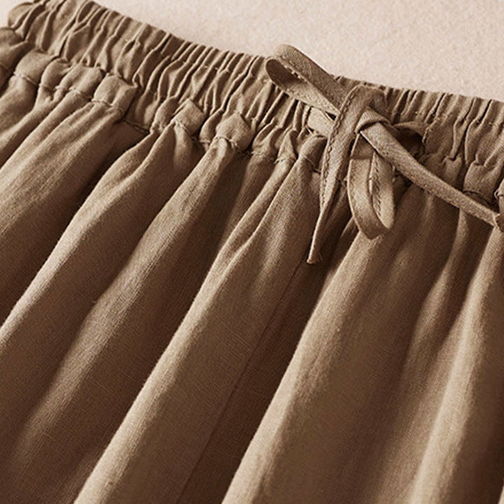 Letnie spodnie haremowe z haftem w kształcie małych kwiatów i kieszeniami z motywem Buddha Stones - image 5