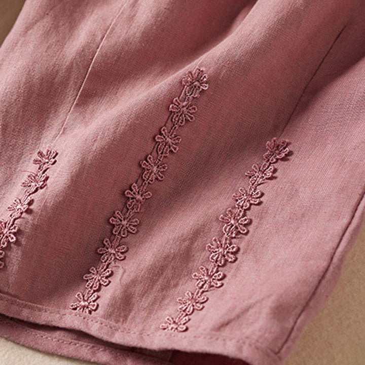 Letnie spodnie haremowe z haftem w kształcie małych kwiatów i kieszeniami z motywem Buddha Stones - image 15