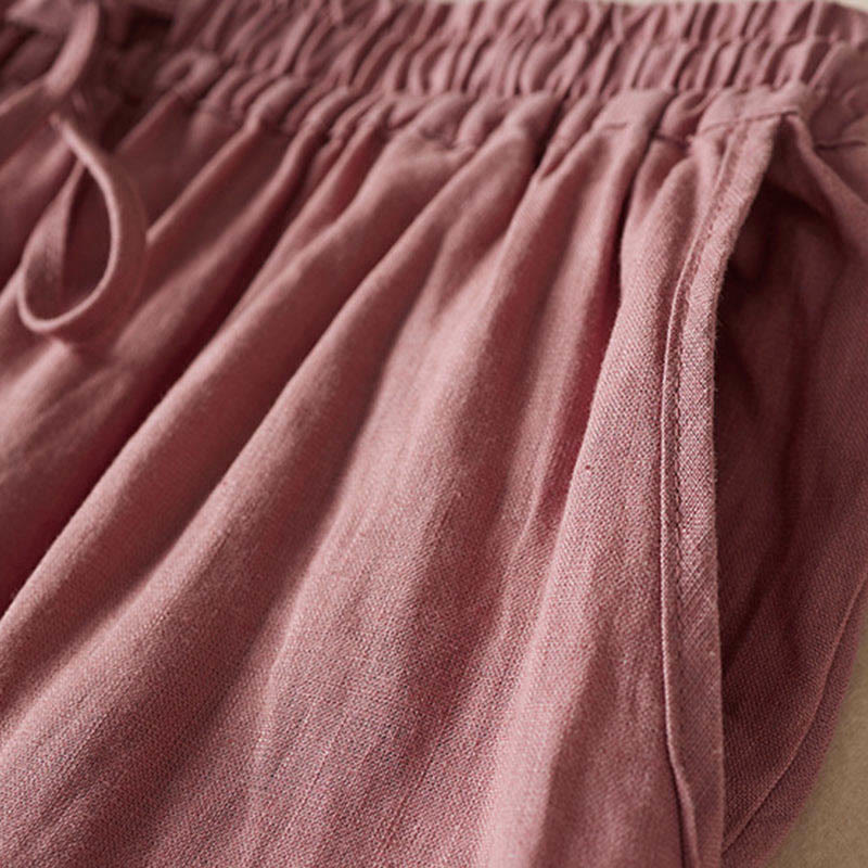 Letnie spodnie haremowe z haftem w kształcie małych kwiatów i kieszeniami z motywem Buddha Stones - image 13