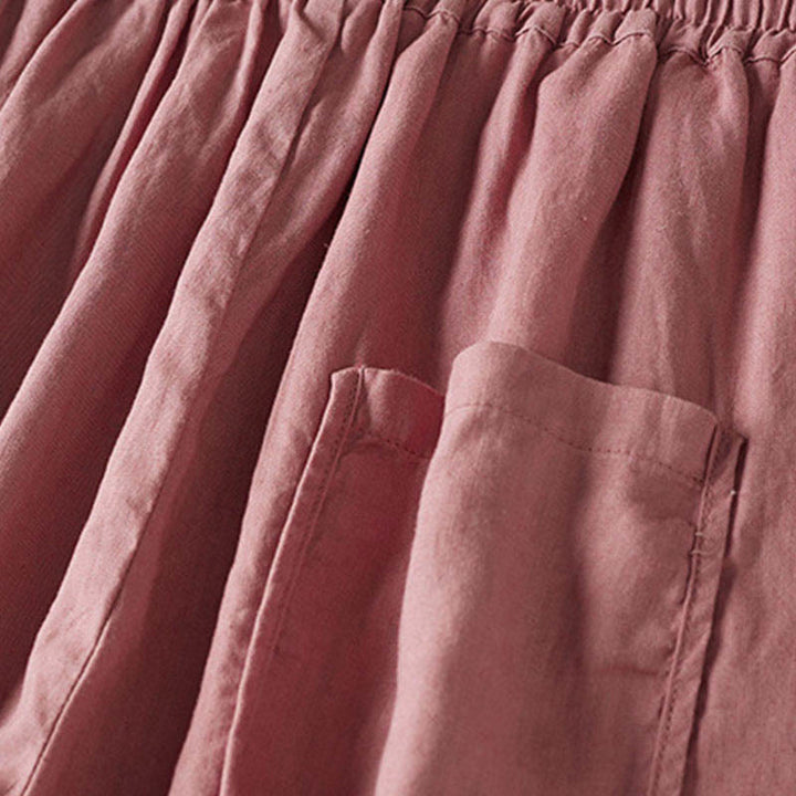 Letnie spodnie haremowe z haftem w kształcie małych kwiatów i kieszeniami z motywem Buddha Stones - image 14